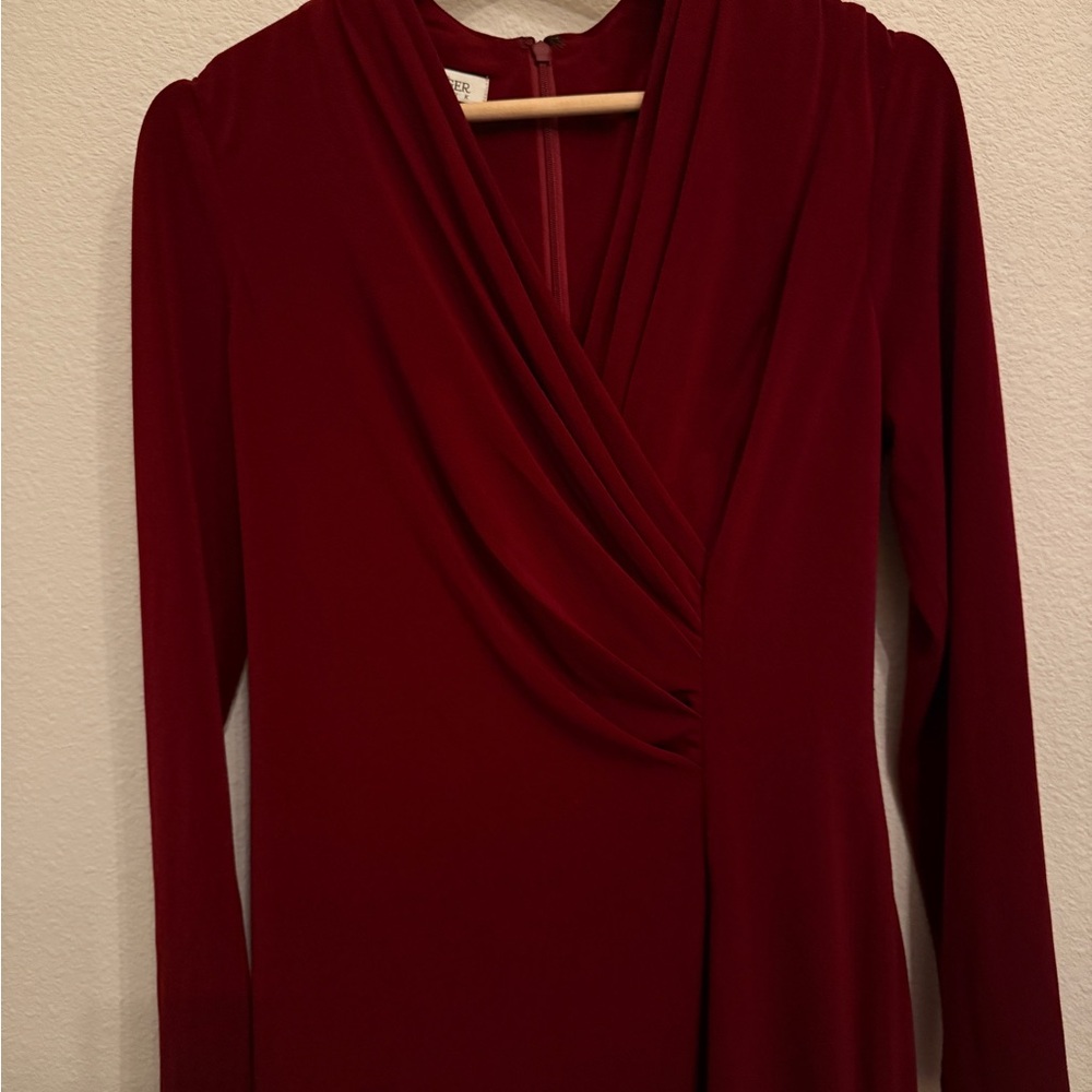 Kay Unger burgundy, Long Sleeve Dress - Picture 2 of 3